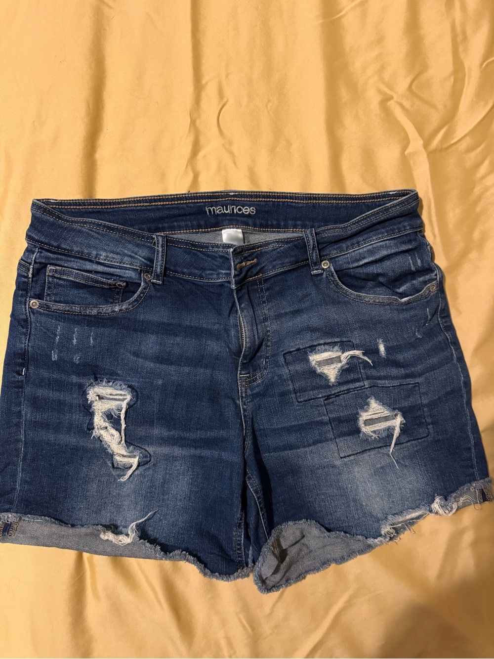 Maurices Dark Blue Distressed Denim Jean Shorts